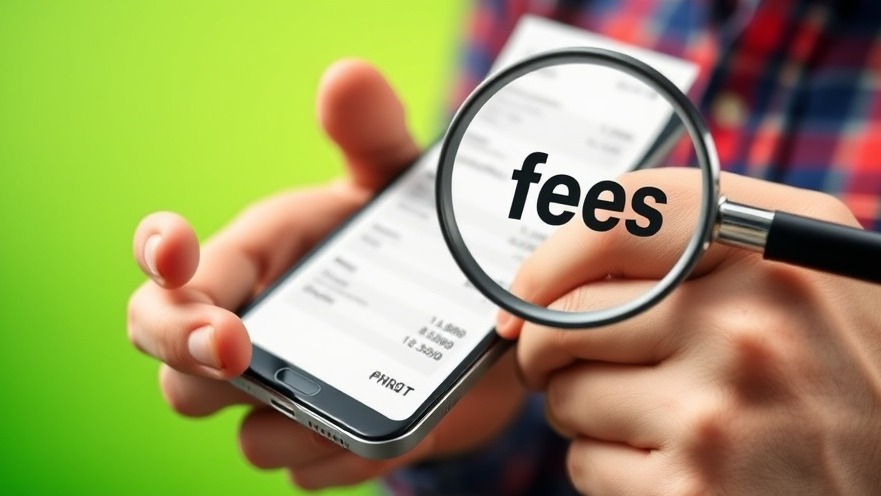 Hands holding smartphone with phone bill, magnifying fees for bill management tips.