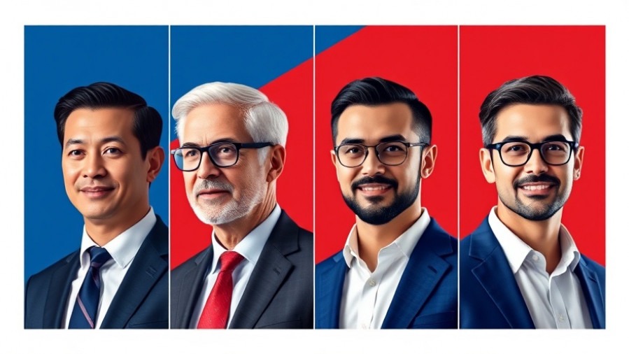 Diverse candidates representing Texas politics in a modern campaign setting.