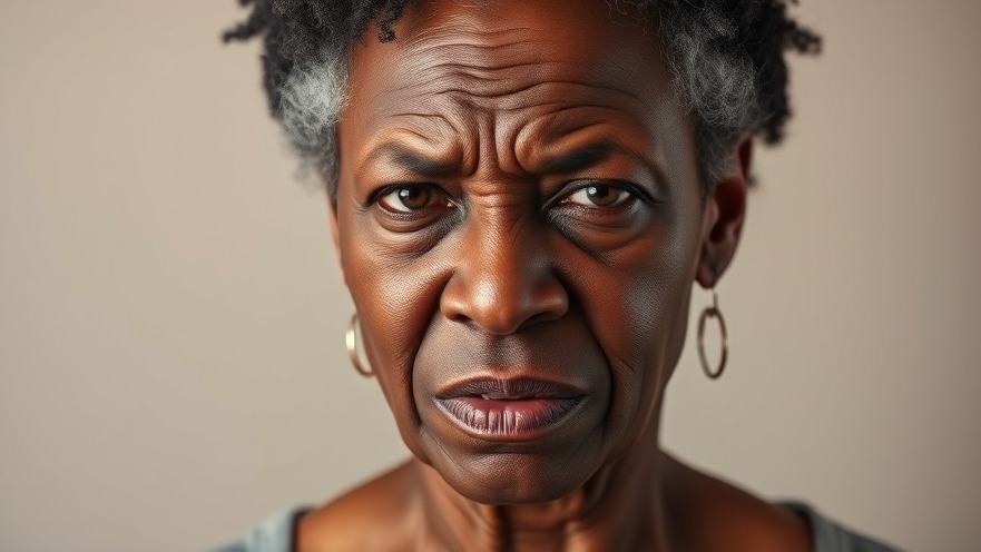 Angry middle-aged black woman highlighting issues of civil rights and national security.
