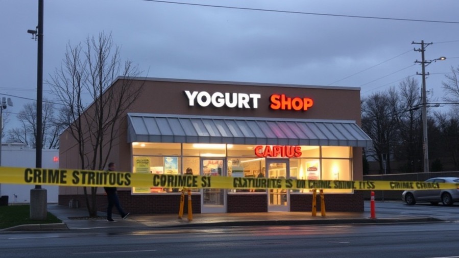 Crime scene outside yogurt shop highlighting wrongful convictions and criminal justice reform.