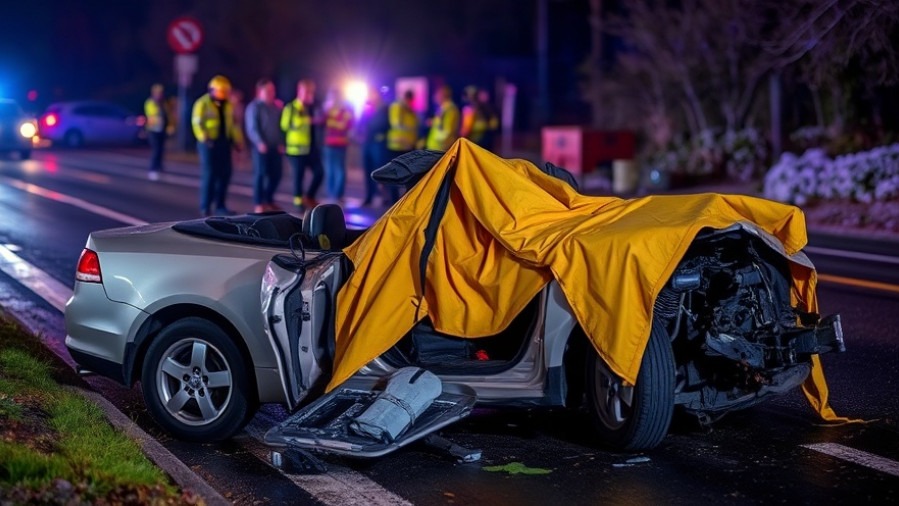 Milam County traffic safety response at a head-on collision scene involving a wrecked car.