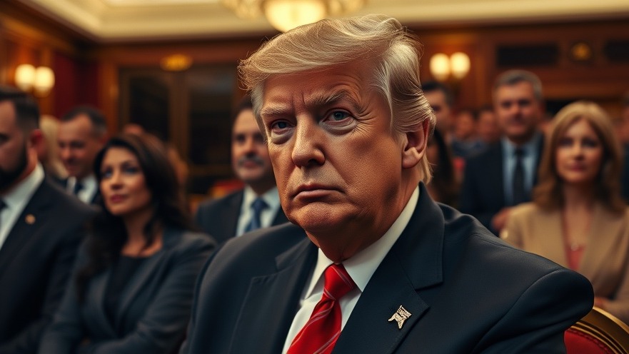 Trump attending a meeting with a serious expression, capturing today's national news in English.