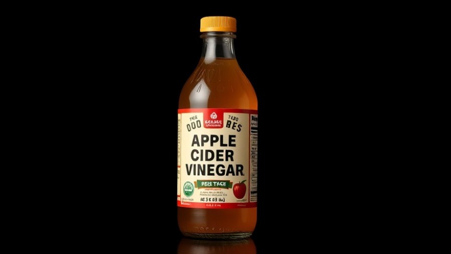 Photorealistic bottle of apple cider vinegar for healthy aging skincare tips.