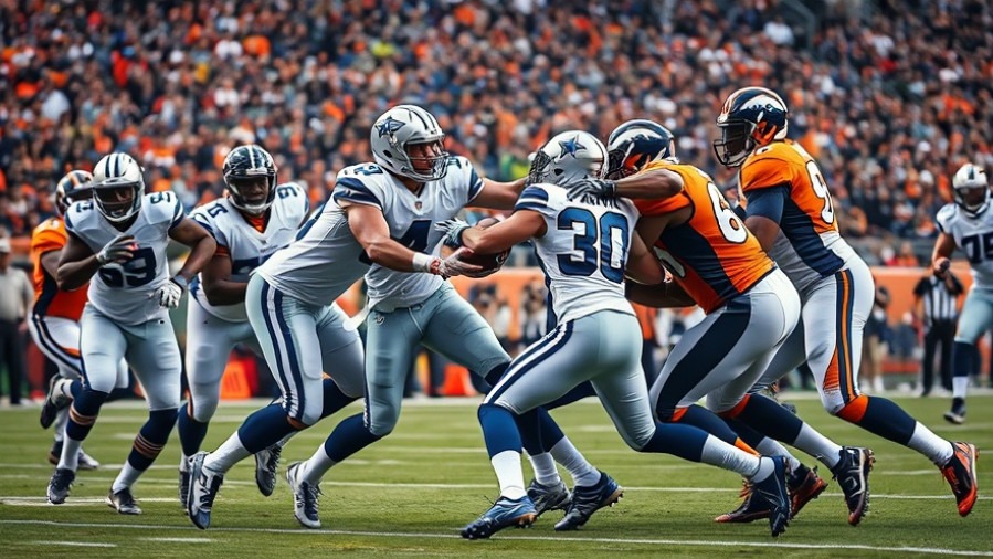 Intense NFL clash: Cowboys vs Broncos showcasing Dak Prescott struggles and defensive issues.