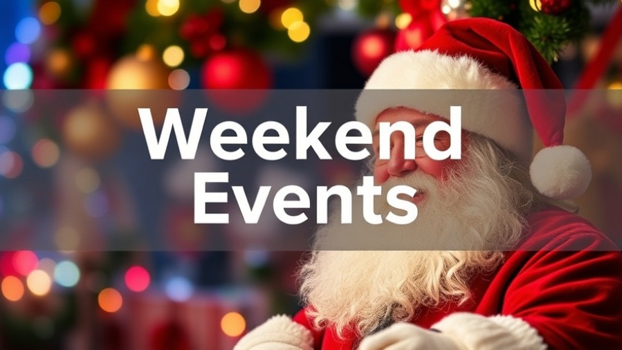 Exciting holiday events in Austin with festive Santa background.