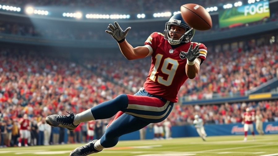 Dynamic football player catching a pass during Big 12 football highlights.