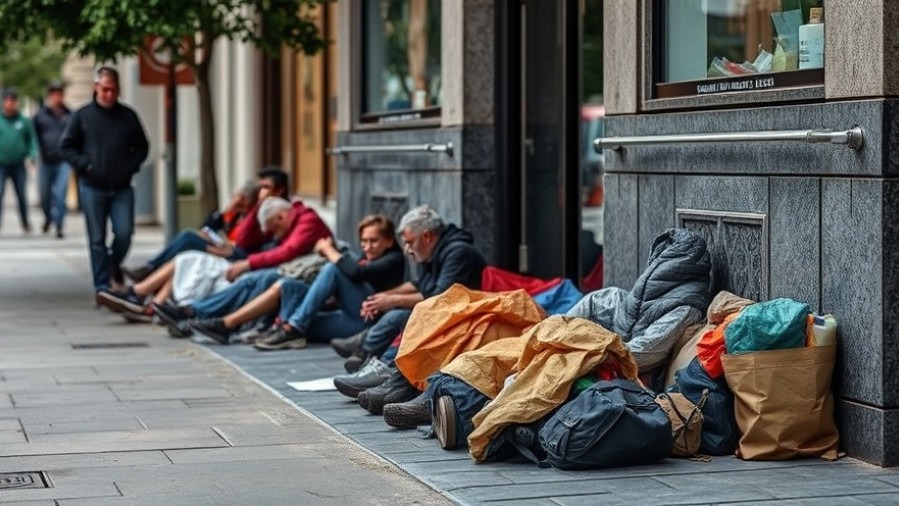 Homeless people on a sidewalk highlighting homelessness in Texas amid Austin public safety concerns.