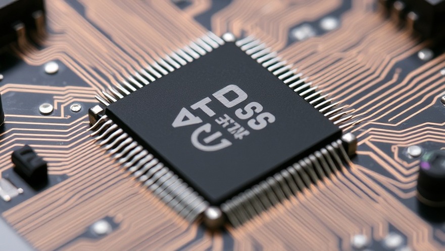 Close-up of a computer chip reflecting Houston economic development in semiconductor manufacturing.