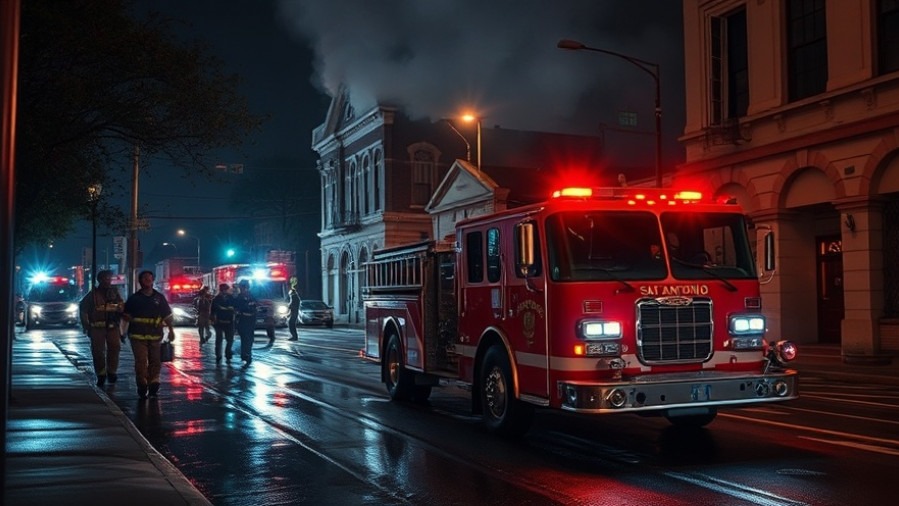 Firefighters respond to a blaze in San Antonio, highlighting local community safety.