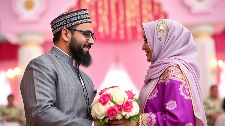 Two Muslims celebrating their wedding, reflecting diverse cultural moments in current news today.