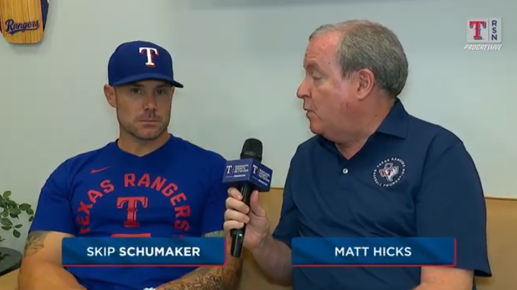 Interview scene during Skip Schumaker coaching career discussion.