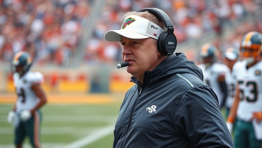 Lane Kiffin, Ole Miss football coach on the sideline during a college football game.