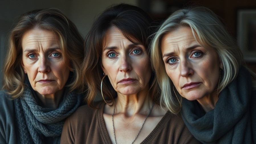 Middle-aged woman expressing sadness about pelvic floor dysfunction and women's health issues.