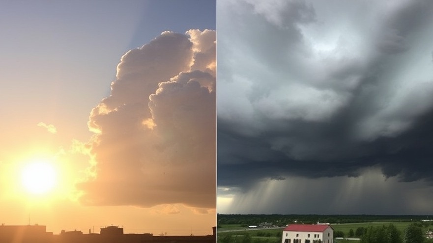Sunny and stormy weather comparison for weekend weather in Houston.