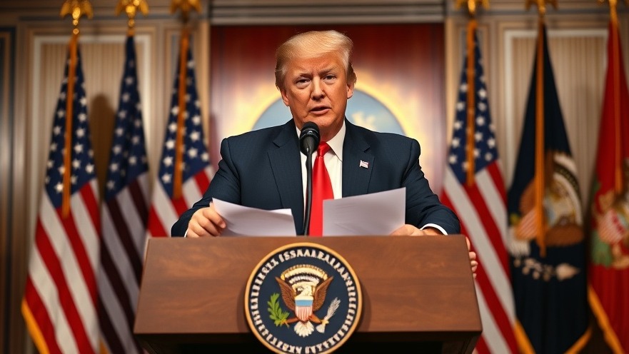 Trump proposes Iran ceasefire agreement at podium, showcasing vibrant Middle East diplomacy.