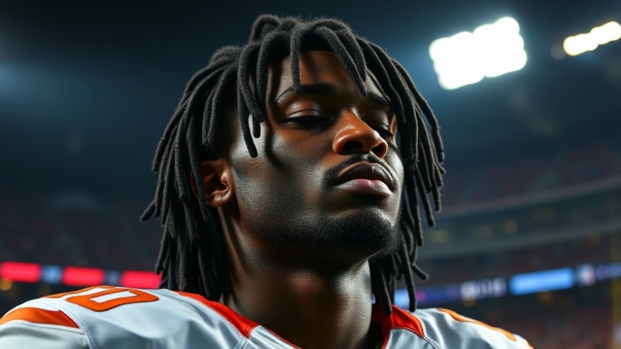 Black athlete with dreadlocks in intense NFL playoffs atmosphere, showcasing Texans fans' excitement.