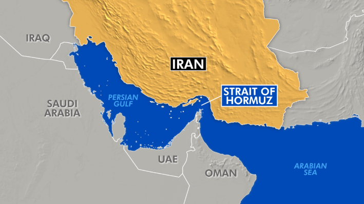 US strategy in the Strait of Hormuz concept with older man's serious expression.