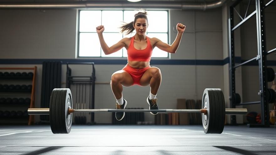 Fit woman executing high-intensity interval training by jumping over a barbell.