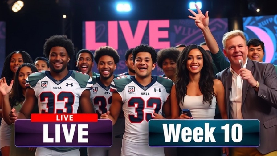 Enthusiastic group at a college football broadcast discussing Heisman Trophy race.