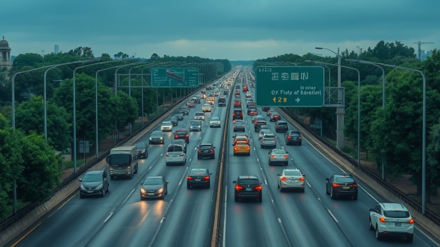 Congested highway illustrating Texas road conditions during holiday travel safety.