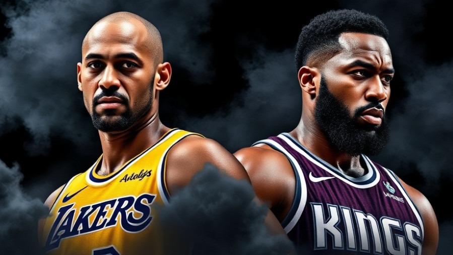 Dynamic graphic of Lakers vs Kings in NBA highlights, showcasing intense basketball rivalry.