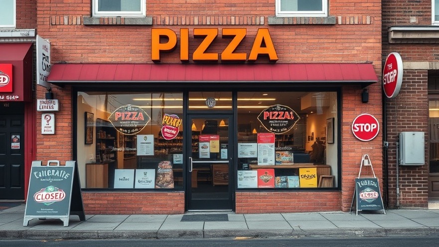 Closed pizza shop storefront highlighting local news in Austin.