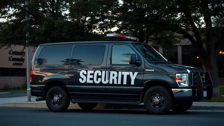 Vigilant security vehicle at Jewish community center, highlighting Houston community safety.