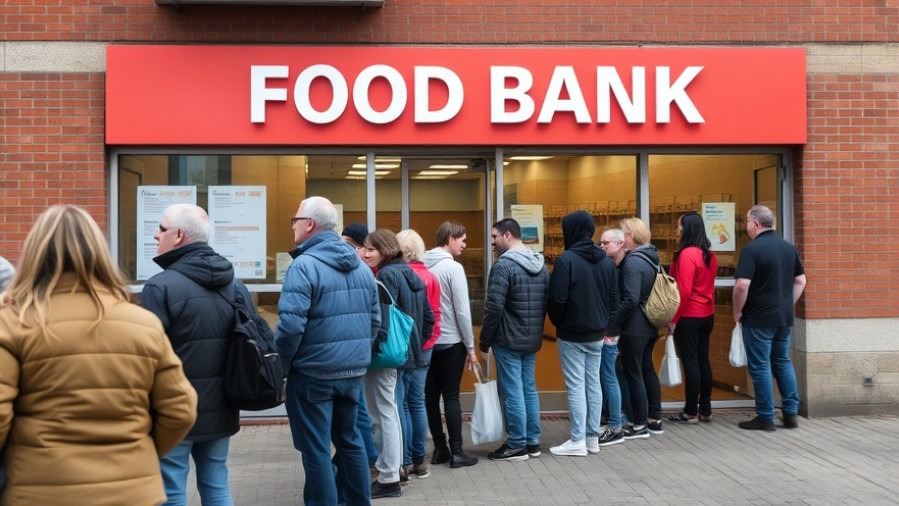 People lined up outside a food bank amidst SNAP benefits cut due to government shutdown.