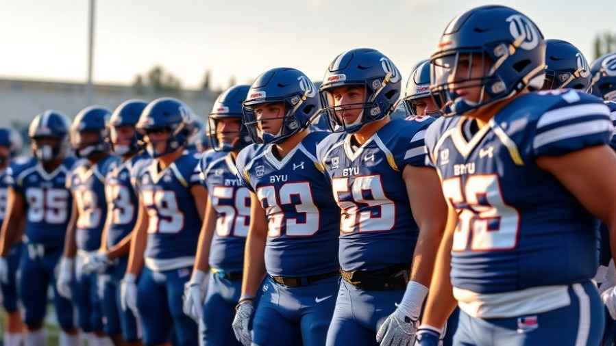BYU football team in blue uniforms during college football analysis of the TCU game.