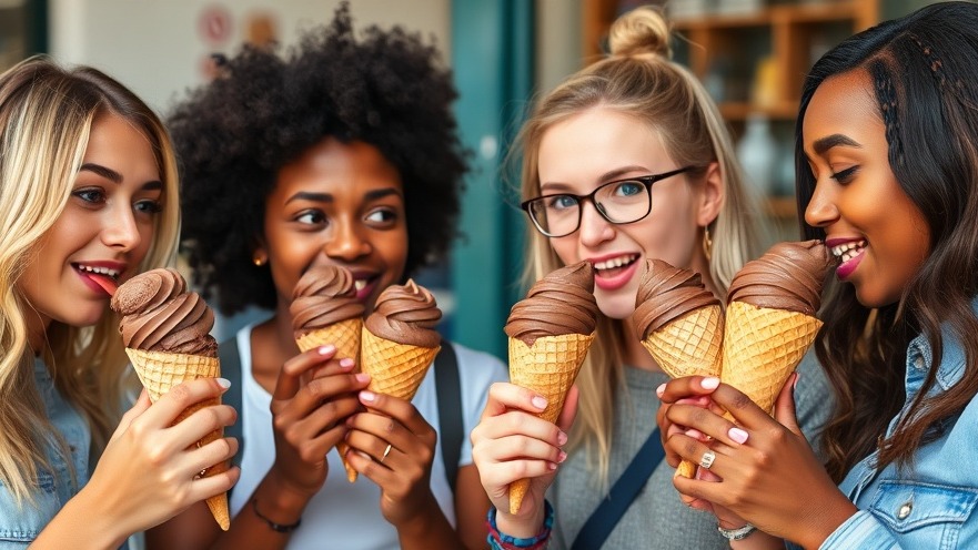 People enjoying Blue Bell ice cream cones, celebrating Houston ice cream culture.