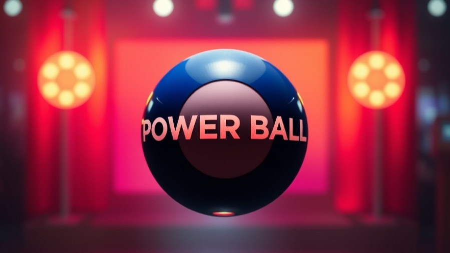 Cinematic Powerball logo with vibrant colors, showcasing lottery jackpot updates.