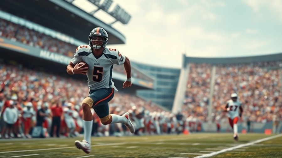 Energetic college football standout plays amid a crowded stadium, showcasing vivid Big 12 player performances.