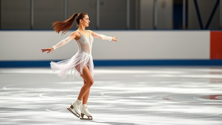 Female figure skater promoting athlete safety and mental health in sports.