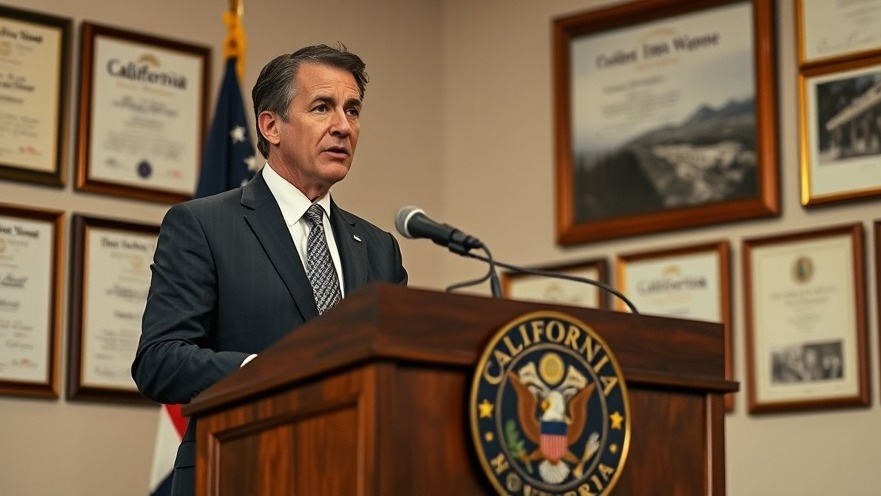 California Governor Gavin Newsom promoting health and wellness initiatives at a podium.