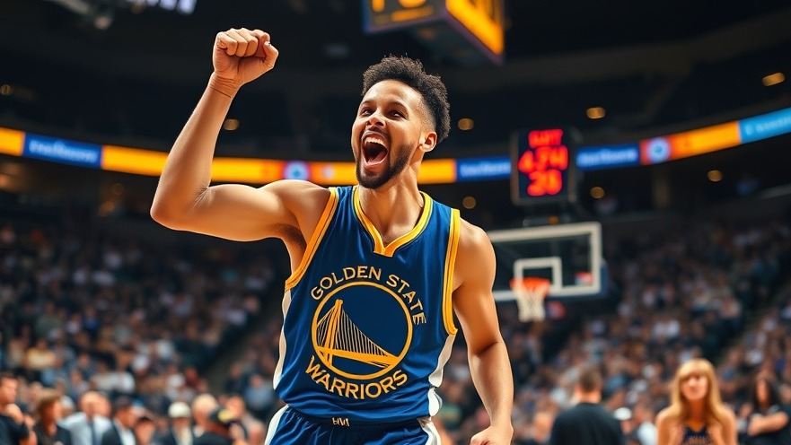 Steph Curry celebrates a dynamic play during NBA playoffs inside a vibrant arena.