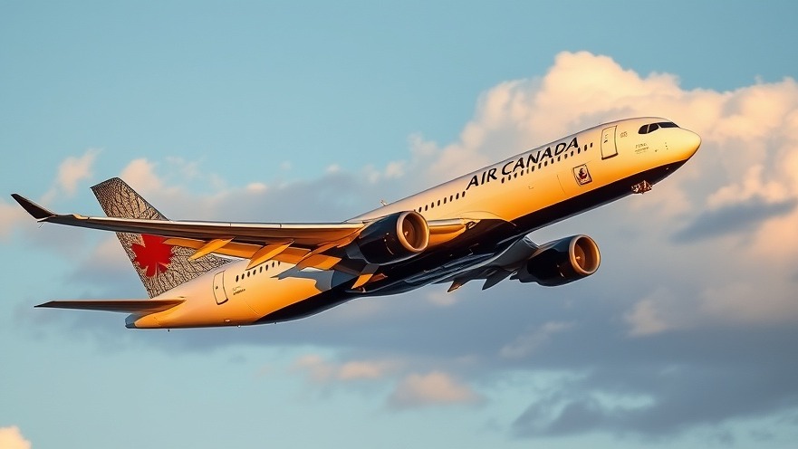 Air Canada airplane ascending under clear skies, highlighting travel news for San Antonio.