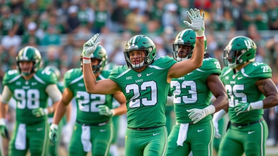 UNT football players celebrate victory in the American Conference Championship game.