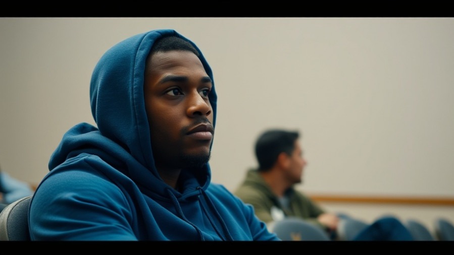 Casual black man in a blue hoodie reflecting on child safety in San Antonio.