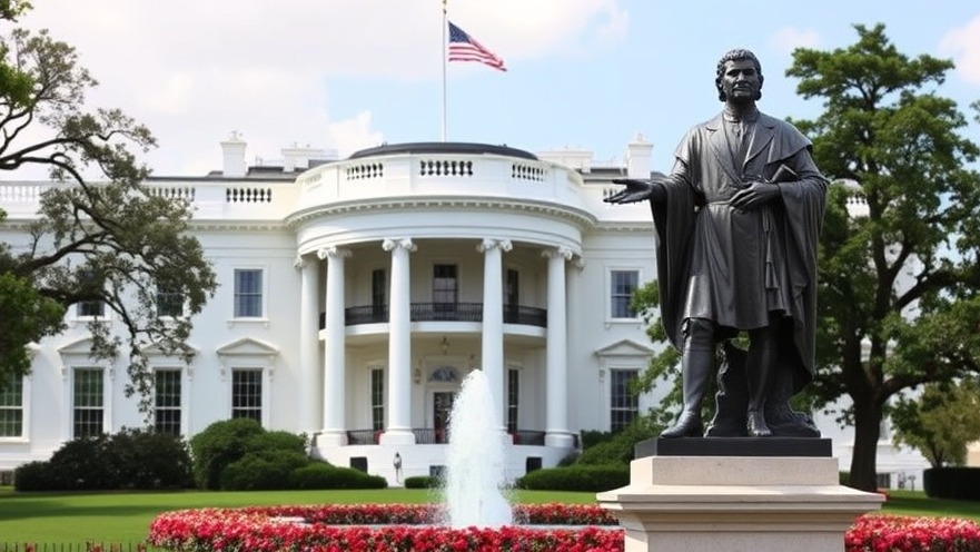 New statue of Christopher Columbus on White House grounds amid Columbus debates in America.