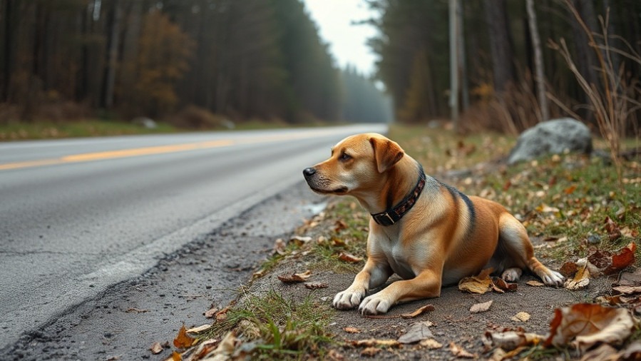 Abandoned dog on the roadside highlighting pet abandonment and community responsibility.