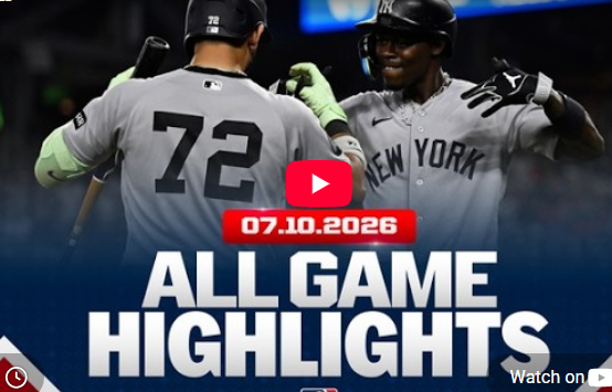 Baseball Highlights July 10 celebration scene with players.
