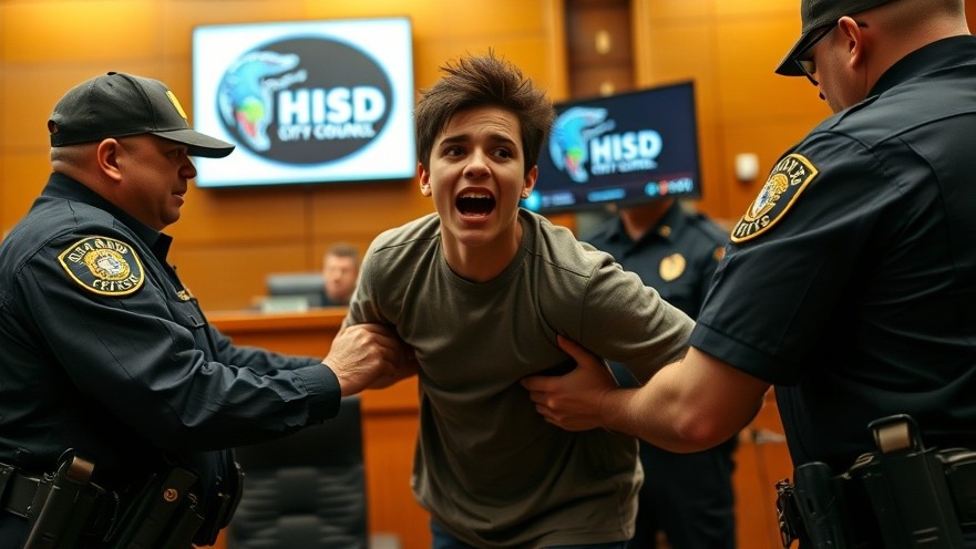 Emotional protester confronts police at HISD council, capturing Houston education news.