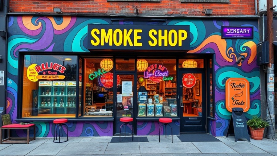 Colorful smoke shop exterior reflecting Frisco City Council news on local regulations.