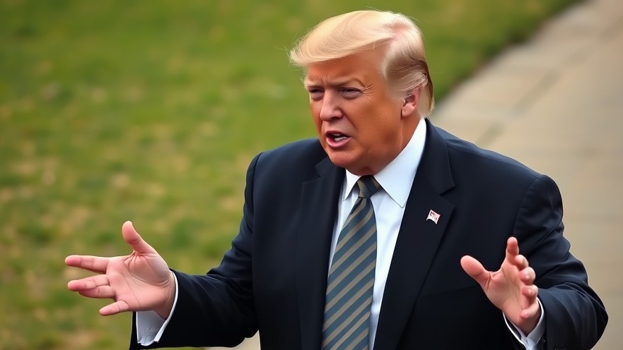 President Trump discussing presidential pardon changes outdoors, showcasing impactful gestures.