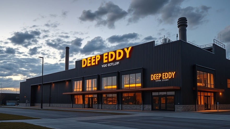 Deep Eddy Vodka distillery, sleek design showcasing local beverage industry impact.