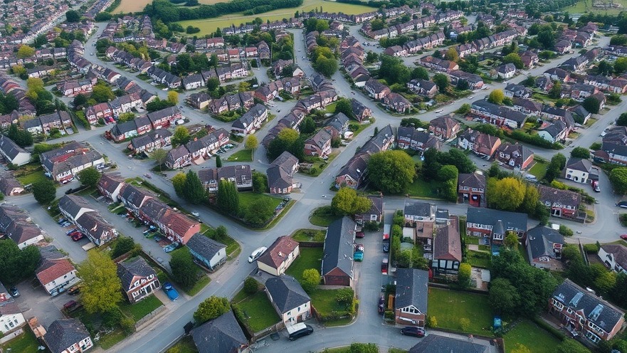 Aerial view of a suburban neighborhood showcasing Houston economy and real estate market trends.
