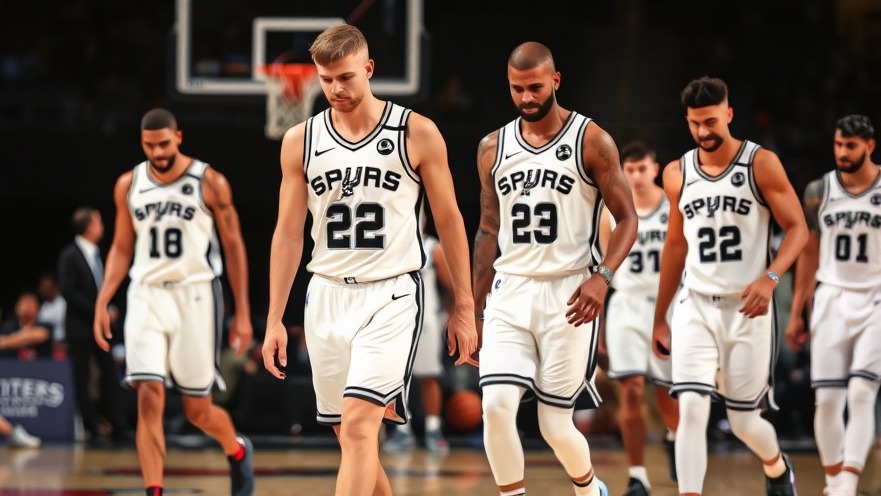 Spurs players in white uniforms exiting court after NBA playoffs defeat, reflecting sports culture.