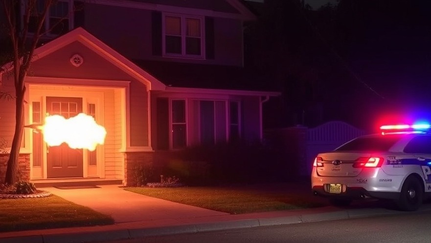 Police car at house with rifle flames during Johnson County shooting incident