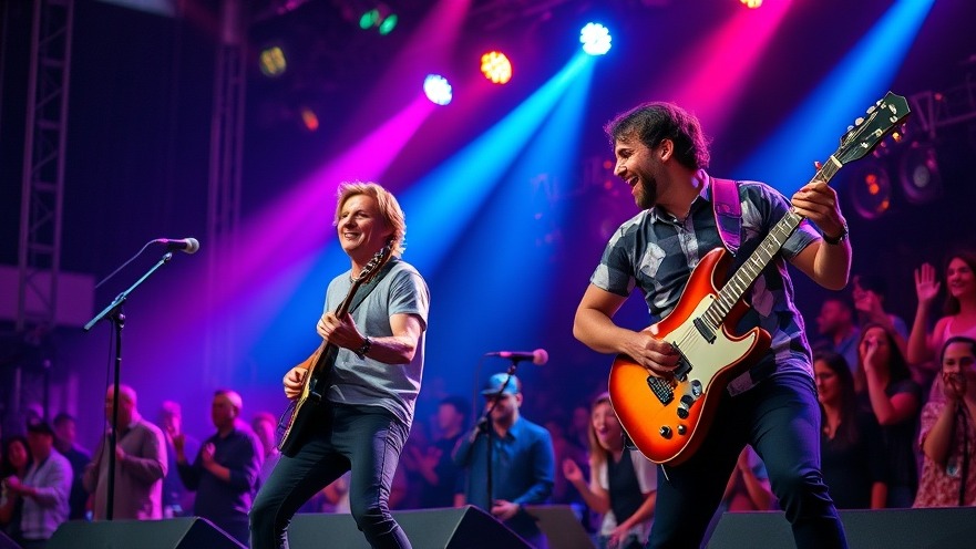 Energetic emo pop-punk band performing live music in San Antonio with vibrant lighting.