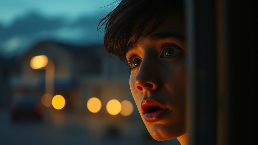 Shocked young adult witnessing a carjacking in Dallas, soft evening lighting.